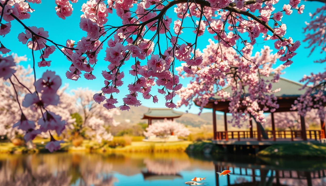 Cherry blossom season in Japan.